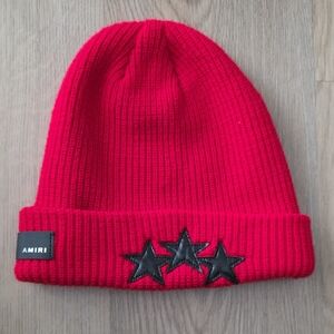 AMIRI Kids Red Beanie with Black Stars